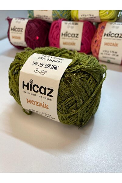 HİCAZ YARN %100 COTTON(PAMUK) Y.YEŞİL , 3-6 MM PULLU ÖRGÜ &ÇANTA İPİ . YUMAKL...