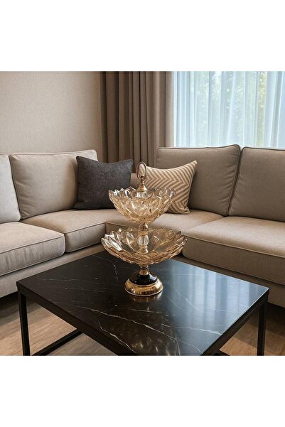 Oss elhetraf Two-tiered gold crystal serving stand – luxury glass for hospita...