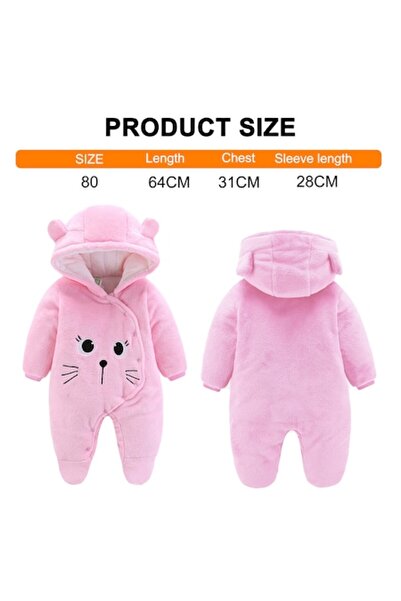 OEM Children's Fleece Overall, Pink, with Hood, for Newborns, Unisex, 80 CM