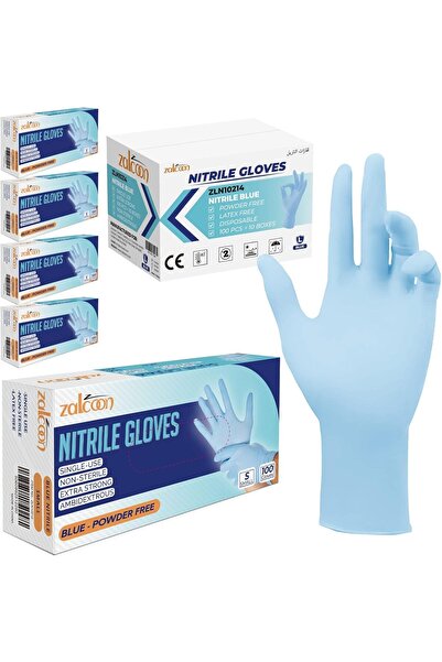 Zalcoon قفازات فحص من النتريل للاستخدام مرة واحدة وخالية من اللاتكس
