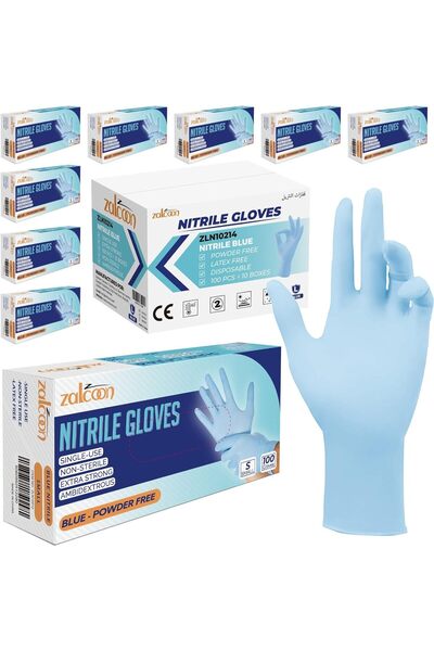 Zalcoon قفازات فحص من النتريل للاستخدام مرة واحدة وخالية من اللاتكس