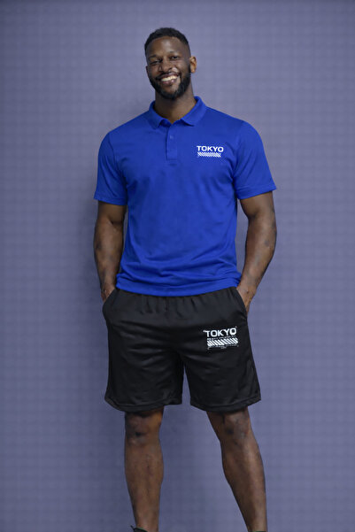 NOFLEN Men's Tokyo Printed Polo Neck Shorts Set