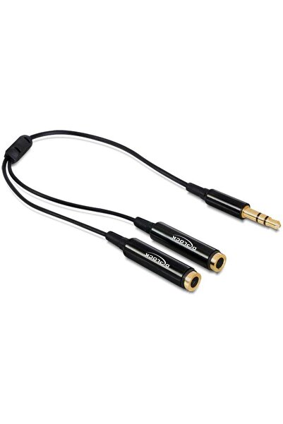 DELOCK Cable Audio Stereo jack male 3.5 mm > 2 x Stereo jack female 25 cm,black