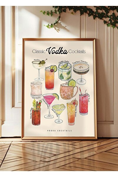 Huca VODKA KOKTEYL Rehberi - Poster - Alkol Vodka Çeşitleri - Tablo Ölçülerin...