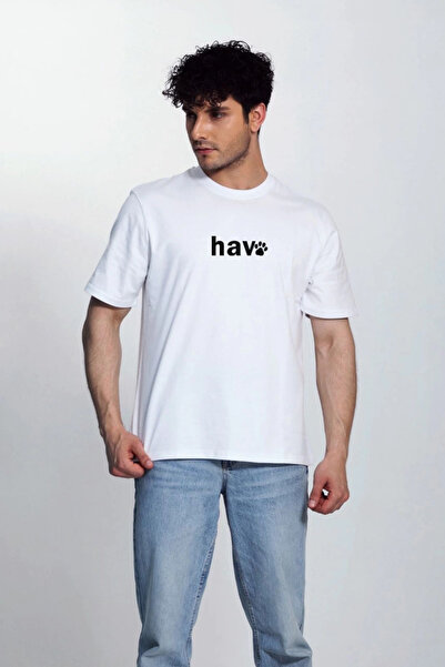 LUMİART Men's Crew Neck Short Sleeve Hav Printed T-Shirt - White