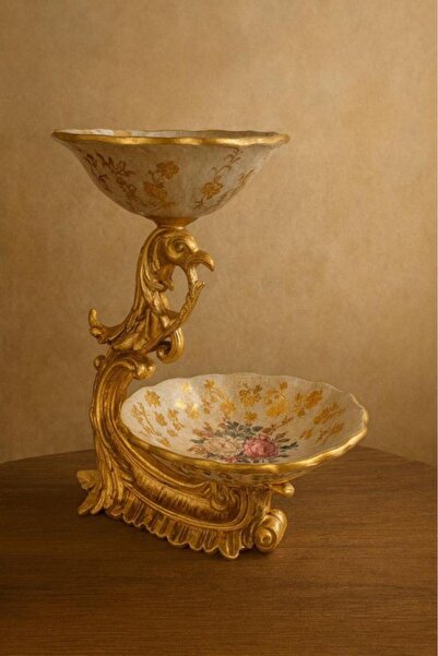 Oss elhetraf Luxurious two-tiered decorative stand – decorative ceramic and g...