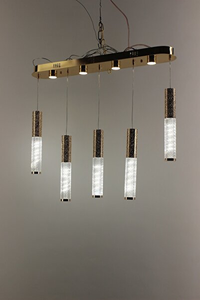 GN GEN AYDINLATMA Premium Altın Kaplama Nokta Dokulu Kristal Silindir 5'li Sı...