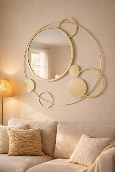 Wallover Design Glow Bej Luxe Design – Özel Tasarım Modern Dekoratif Ayna, 90...