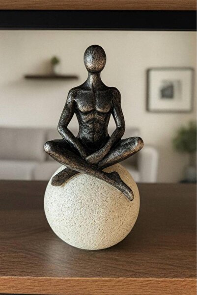 Oss elhetraf مجسم ديكوري جلسة تأمل فوق كرة – فايبرو – 22×12 سم