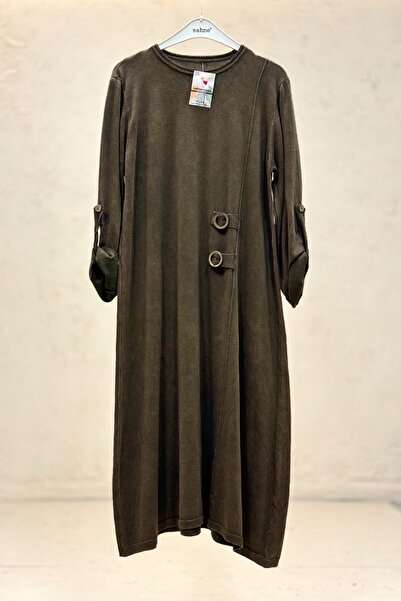 sahnemoda Organic Knitwear Dress with Double Buckle Front