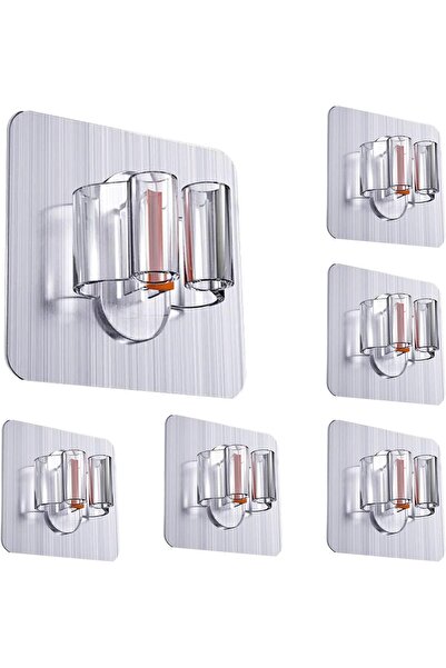 Zalcoon حامل ممسحة ومكنسة جداري مكون من 6 قطع - حامل ممسحة ذاتي اللصق لتعليق ...