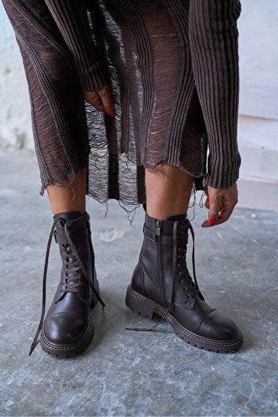 PELİN'İN AYAKKABILARI PLONES KAHVE DERİ BOT