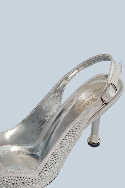 ForYou4 Silver Stone Women's Evening Dress Shoes Heel Height 9 cm