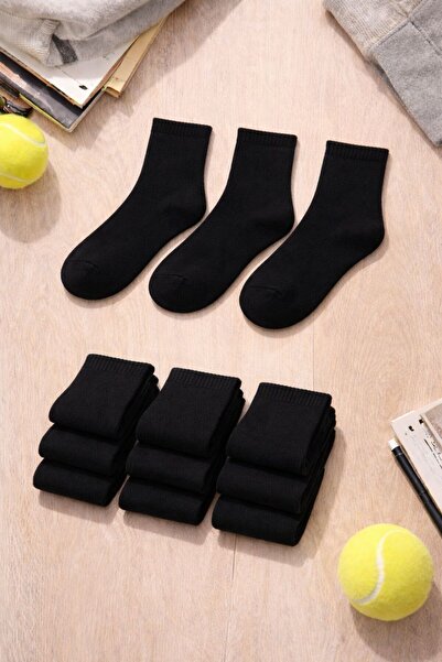bilinen çorap UNİSEX 6'LI SİYAH KOLEJ ÇORAP