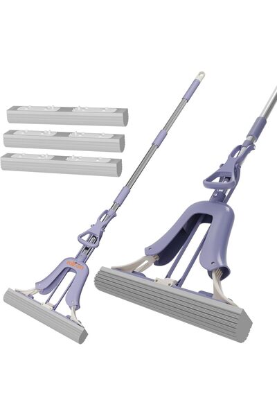 Zalcoon ممسحة إسفنجية قطنية خفيفة الوزن مقاس 13 بوصة مع 3 قطع إسفنجية فائقة ا...