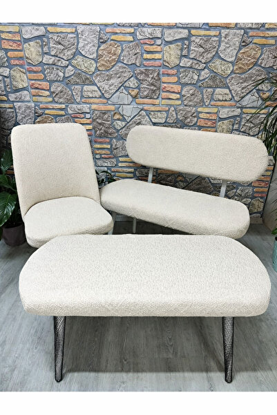 kılıfteks Yeni ModelBench ve Puf Takımı Kılıf Seti - 2 Sandalye, 1 Bench, 1 P...
