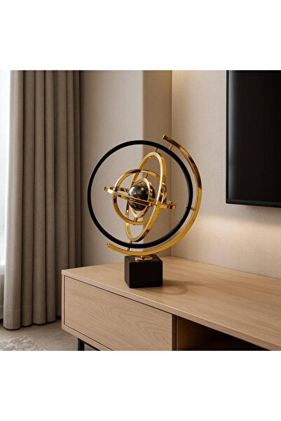 Oss elhetraf مجسم فلكي ستانلس ستيل بقاعدة رخام – ديكور فاخر ارتفاع 45 سم