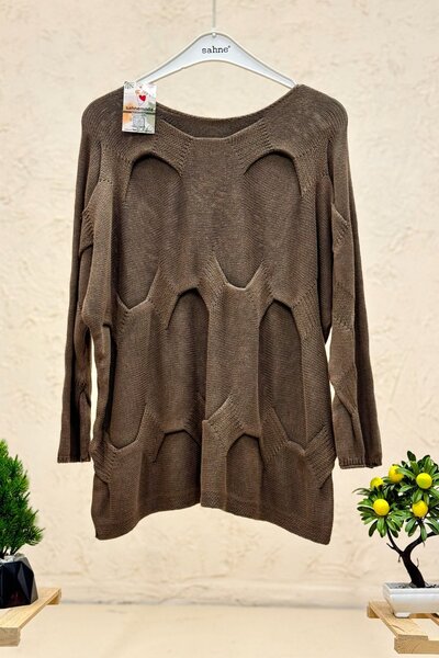 sahnemoda Boat Neck Interlocking Organic Sweater