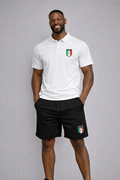NOFLEN Men's Italy Printed Polo Neck Shorts Set