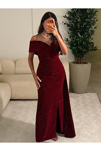 salsa-dresses Red evening dress with crystal sparkle