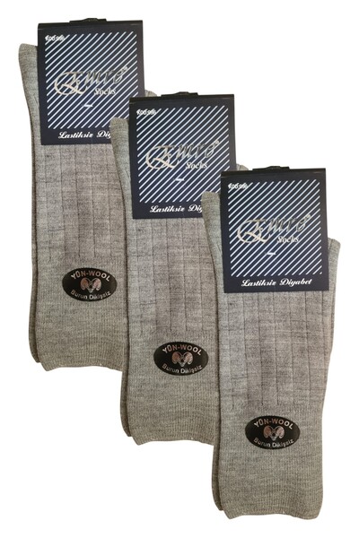 Fanilam Elastic-Free Diabetic Men's Wool Socks 3-Piece Set - Toe Stitch-Free ...