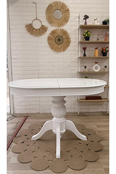 silla Concept Baba Ayaklı Masa Ahşap Oval Beyaz Renkli Açılır Masa (BOY 80 CM...