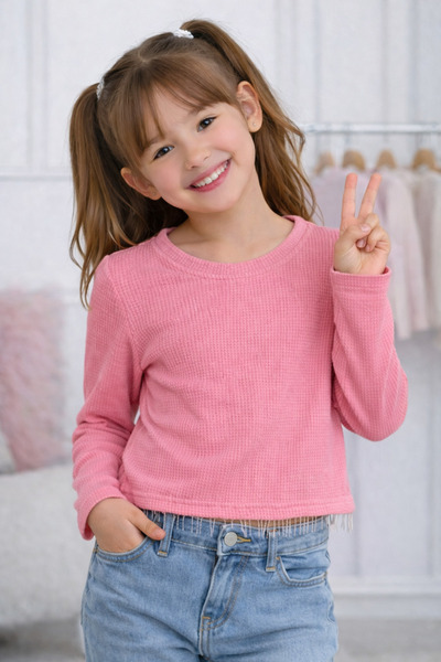 mini kanka Κοριτσίστικη μπλούζα 4-12 ετών κοτλέ με μακρυμάνικη αλυσίδα με λεπ...