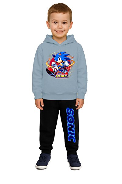 SEDİRLİ Sonic Printed Children's Tracksuit Set 3 Thread Ş Fleece-Lined Cotton...