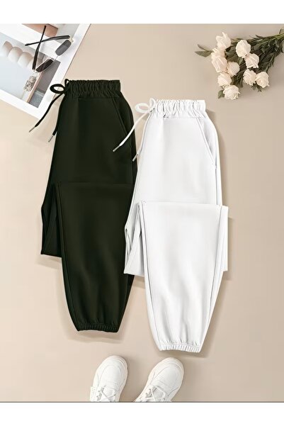 EXPECTED Unisex 2-Piece Wide Cut High Waist Elastic 3-Strand Thick Sweatpants Jogger 2 Pieces