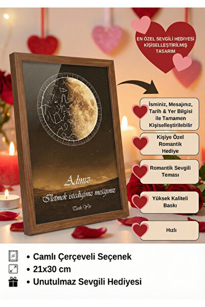 botanica Kişiye Özel Yıldız Haritası - Sevgiliye Sevgililer Günü Hediyesi Çer...