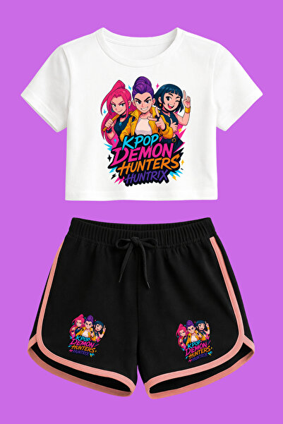 MECH BUTİK Set de pantaloni scurți K-Pop Demon Hunters Huntirx cu imprimeu