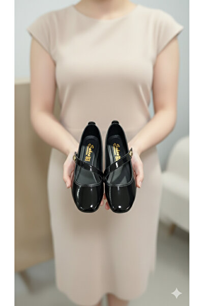 FootFrenzy Women's Ring Detailed Cross Belt Mary Jane Comfortable Daily Ballet Shoes