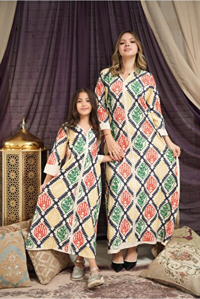 AFandina Family jalabiya for mother and daughter, elegantly embroidered, SM-47