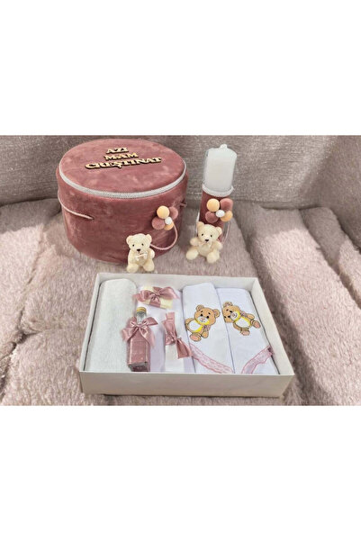 OBSIDION Μεγαλοπρεπές σετ βάπτισης - σετ με κουτί κεριών - ροζ πούδρας