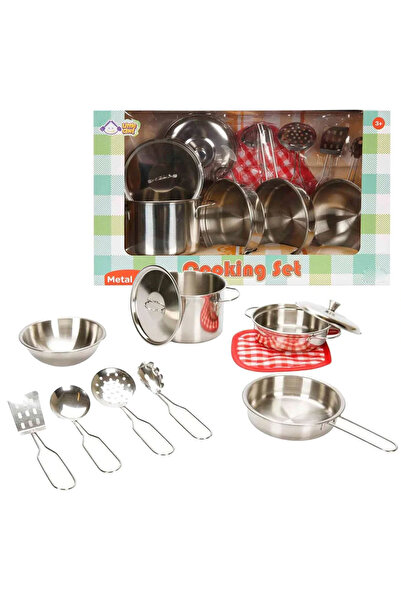 YıldızDükkan Educational Fun Toy Metal Cooking Set Pots Pans Spoon Dollhouse ...
