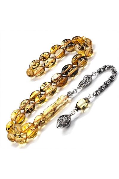 TESBİHCİBABA Akrep Zincir Fosilli Damla Kehribar Tesbih