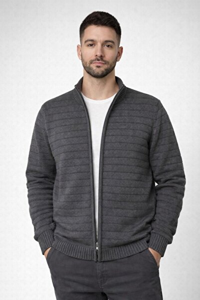 ModaPlaza Men's Zippered Cardigan 500