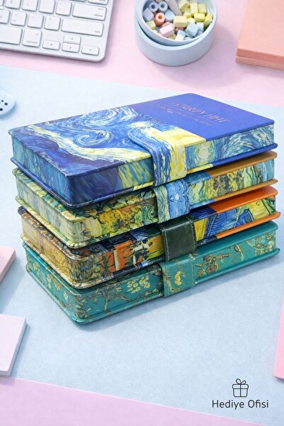 hediyeofisi Van Gogh Self Deri Kapaklı Defter-Mıknatıslı Kilitli, Çizgili Not...