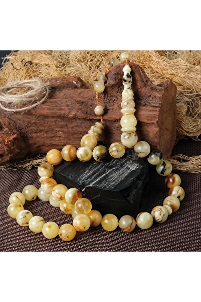 TESBİHCİBABA Old Class Rock Drop Amber Prayer Beads with Completely Natural Structure