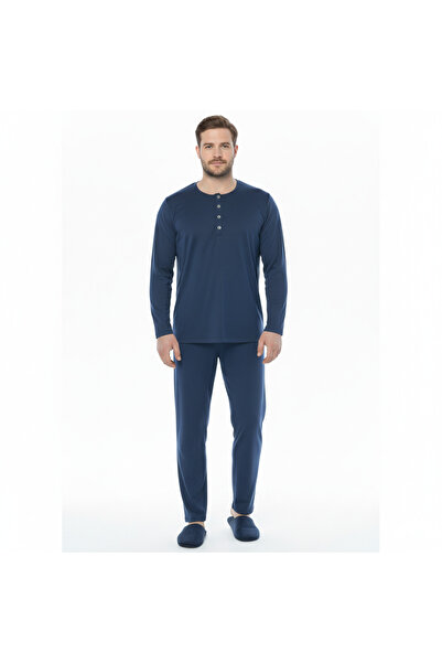 ASN concept Men's Navy Blue Plaid Waist Pajama Set