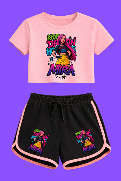 MECH BUTİK K-Pop Demon Hunters Huntirx Printed Crop-Shorts Set