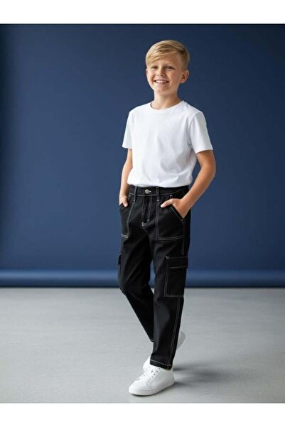 Zekids بنطلون واسع الساق للأطفال مكون من جيب جانبي كبير قطع مكون من درزة بارز...