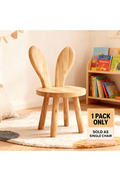 Generic Natural Wood Children's Stool with Rabbit Ears, Perfect for Playing, ...