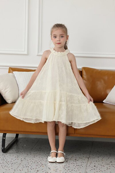 Alesaei-mondo tondo فستان بناتي بيج علاقي ناعم 7210