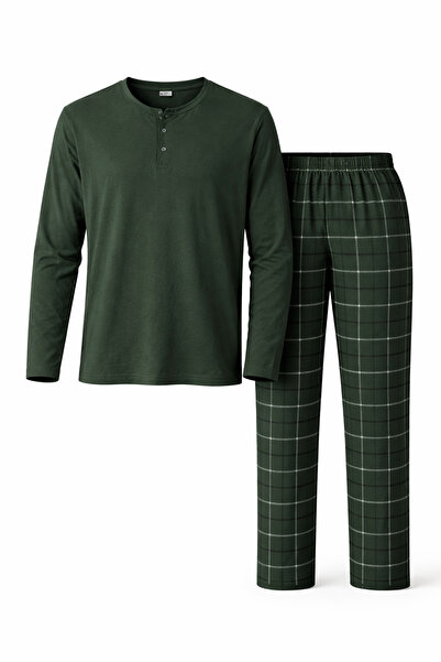 Mutlu City Ανδρικό σετ πιτζάμες από βαμβακερό λουράκι με λαιμόκοψη 6787