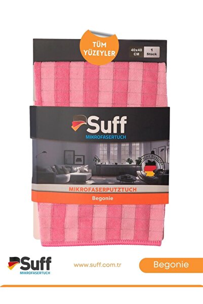 Begonie Begonya Yüzey Temizlik Bezi Şeritli 40x40 | Hassas Yüzey Bezi - Pembe