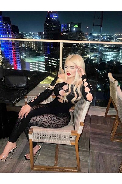 La Saade Dark Desire Cut-Out Jumpsuit-Black Transparent Jumpsuit