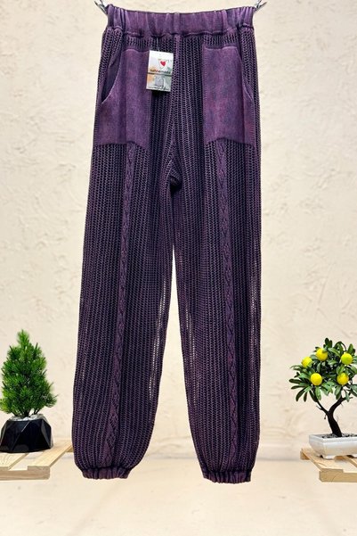 sahnemoda Lined mesh leg elastic organic pants