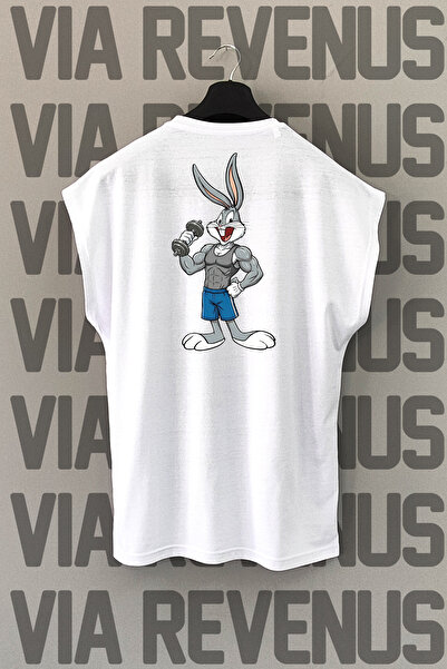 Vordevia Bugs Gym Back Printed Zero Sleeve 100% Cotton Sports Tshirt