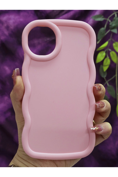 Magic Ring iPhone 11 Compatible Soft Textured Wave Edge Powder Pink Case